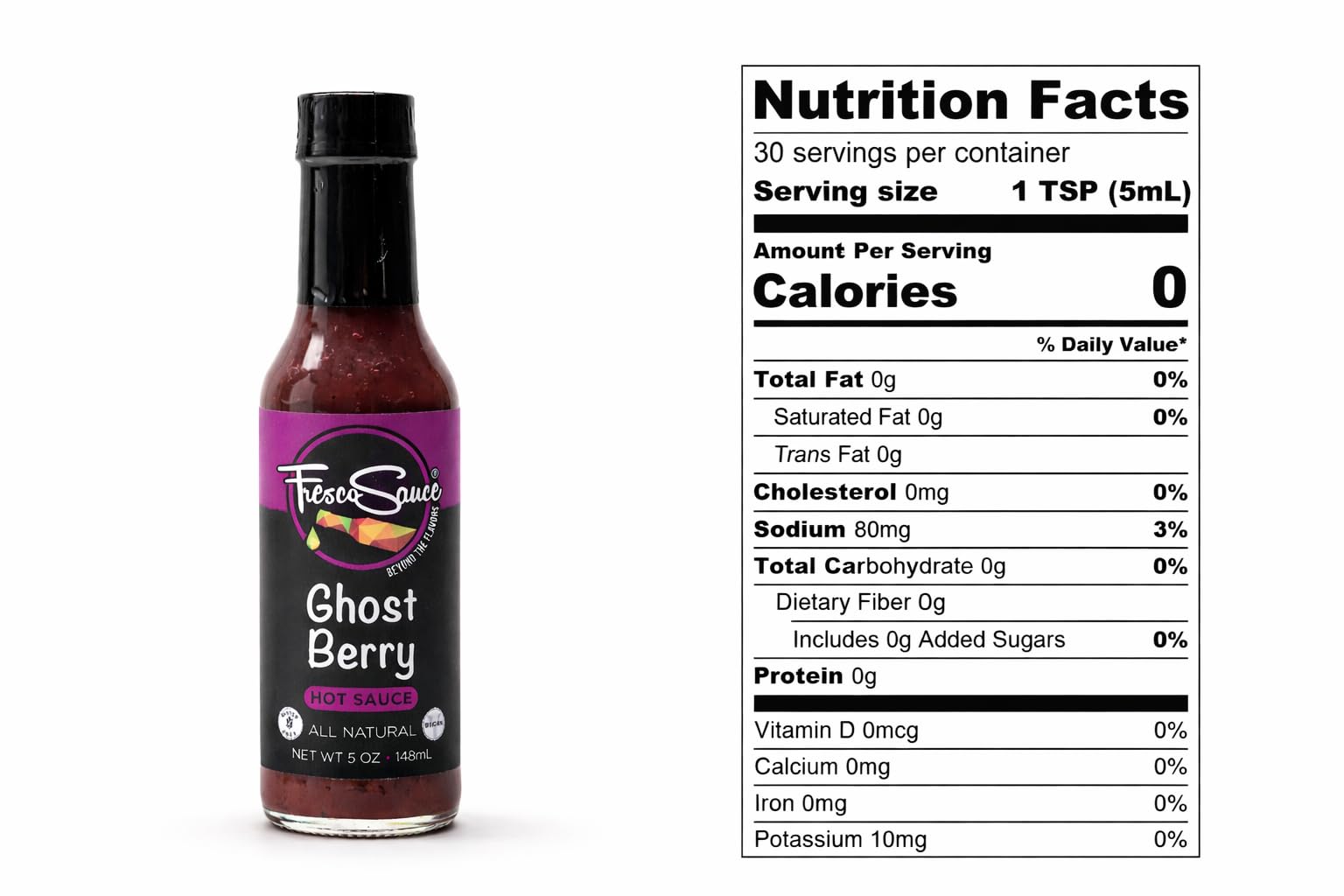 Hot Sauce Bundel by Fresco Sauce 2 Pack- Ghost Berry - Flavorful - All Natural- Vegan - Gluten Free - 5 fl oz … (Ghost Habanero Duet 2 Pack)