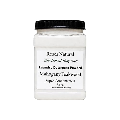 Roses Natural Bio-Based Enzymes Laundry Detergent Powder - Super Concentrated Oxygen Clean Formula - Plant-Based, Low-Suds, HE Safe - 32 oz, Made in