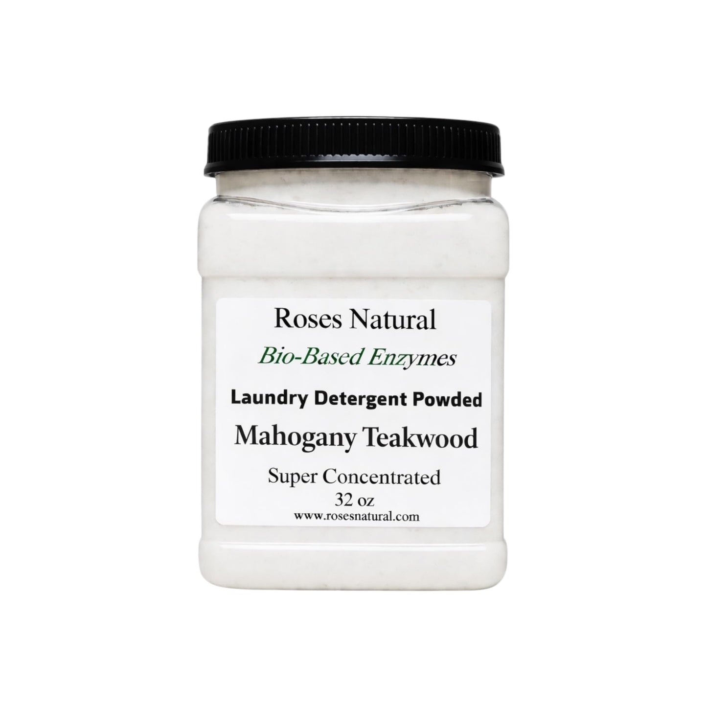 Roses Natural Bio-Based Enzymes Laundry Detergent Powder - Super Concentrated Oxygen Clean Formula - Plant-Based, Low-Suds, HE Safe - 32 oz, Made in