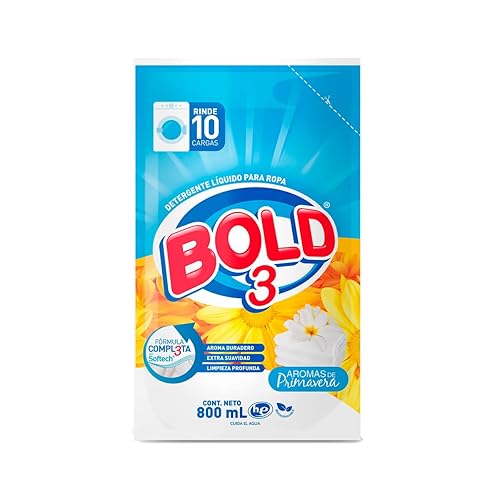 Bold 3 Liquid Laundry Detergent, Aromas de Primavera Scent, 800mL, 3 Pack
