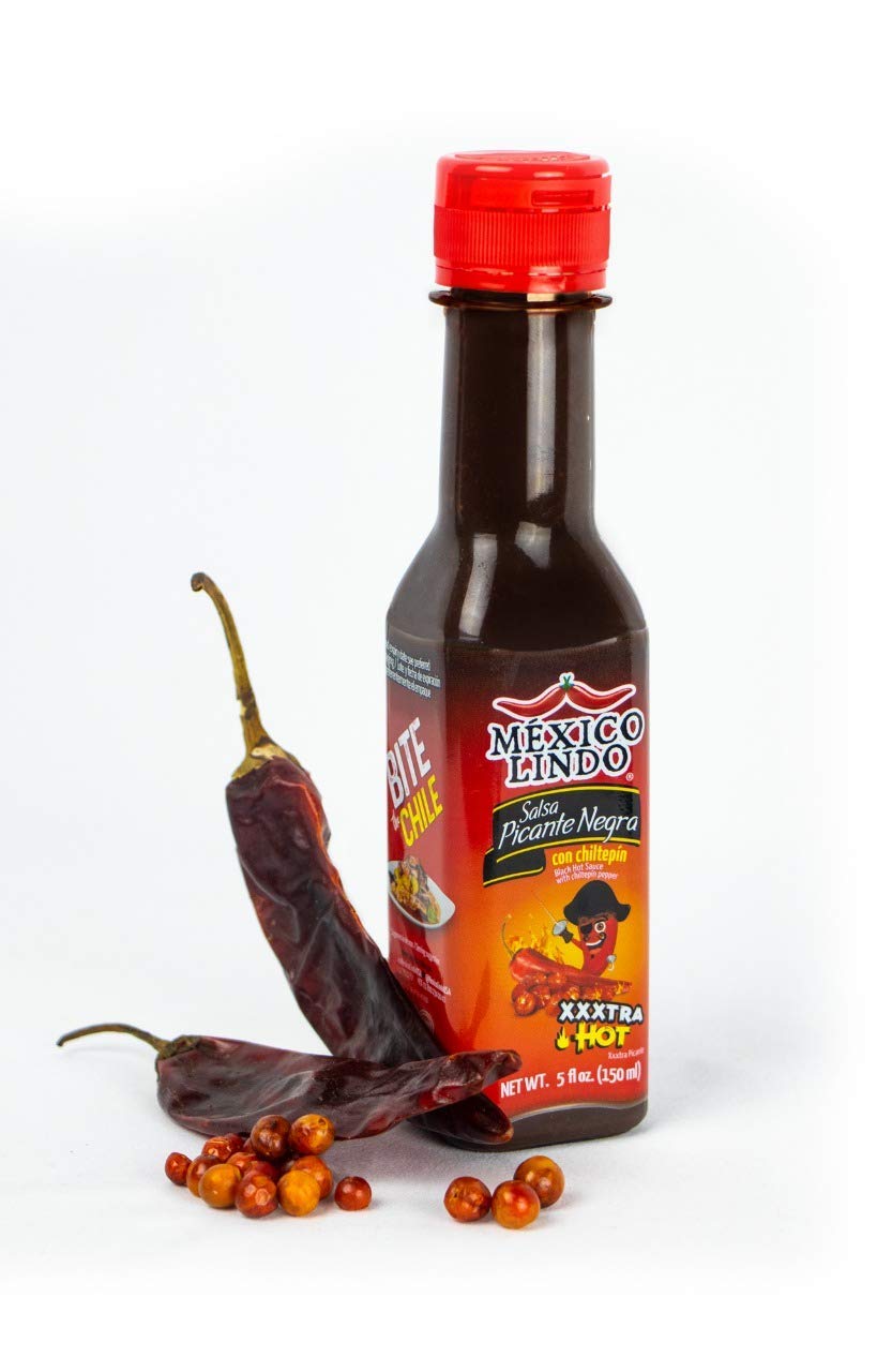 Mexico Lindo Picante Negra Xxxtra Hot Sauce | Scoville Unit Level 80,000 | Sugar Free | 5 Fl Oz Bottle (Pack of 1)