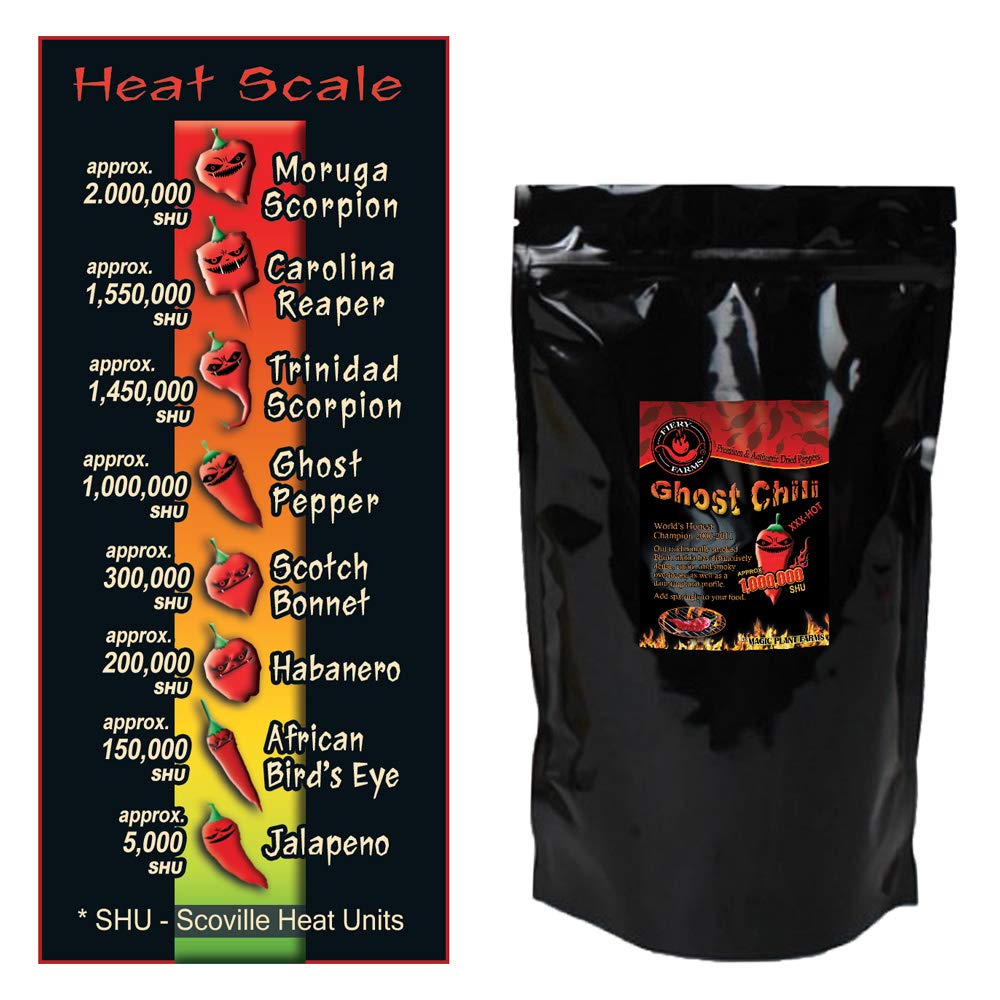Extremely Hot Smoked Bhut Jolokia (Ghost Pepper) Chili Powder by Magic Plant - Spicy Rich Smoky fruity flavor | Kosher Gluten-Free Non-GMO All Natural