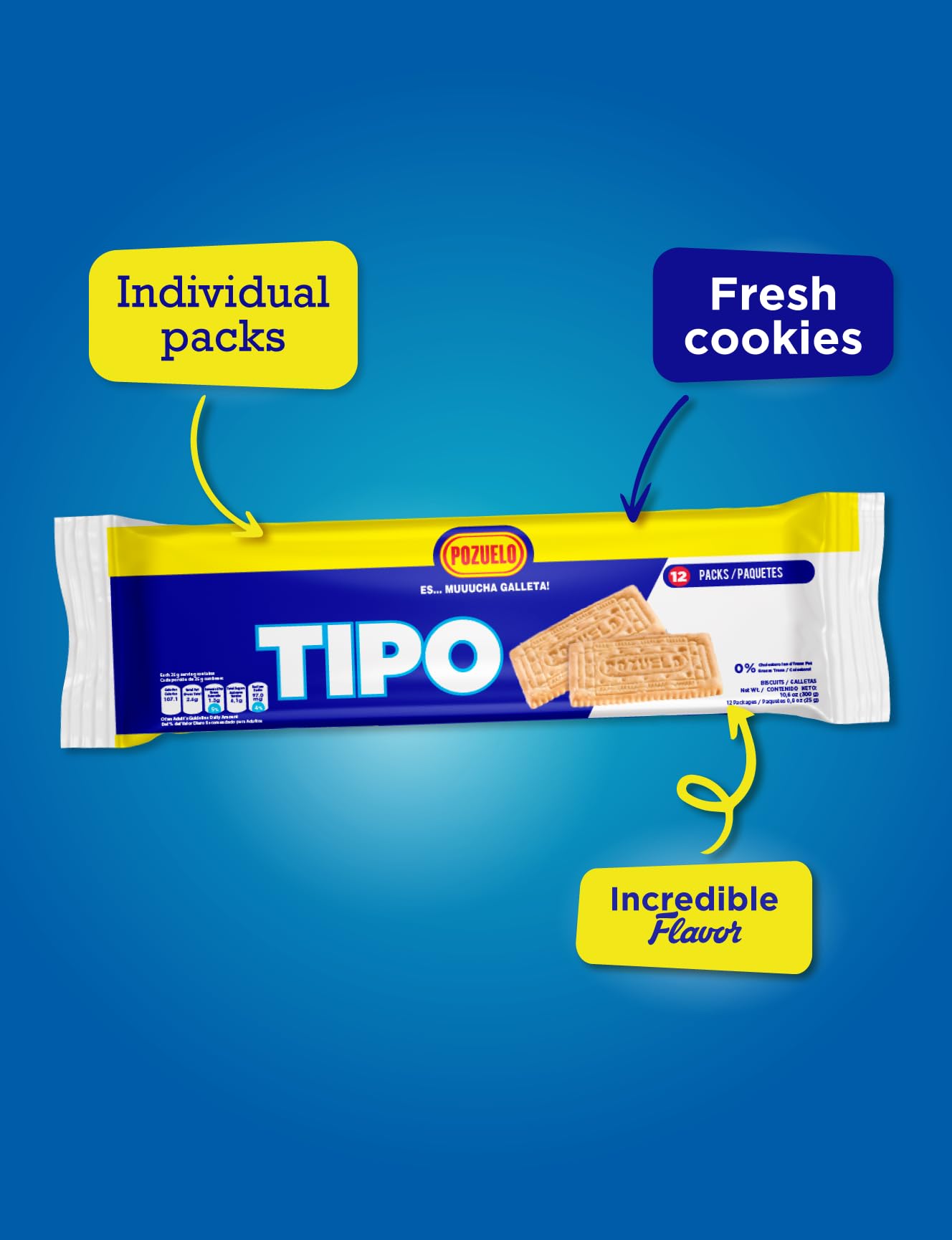 Pozuelo Costa Rican Biscuit Cookie Snack, Tipo Cookies, Less Calories Sodium, Classic, 9.65 Oz (Pack of 3)