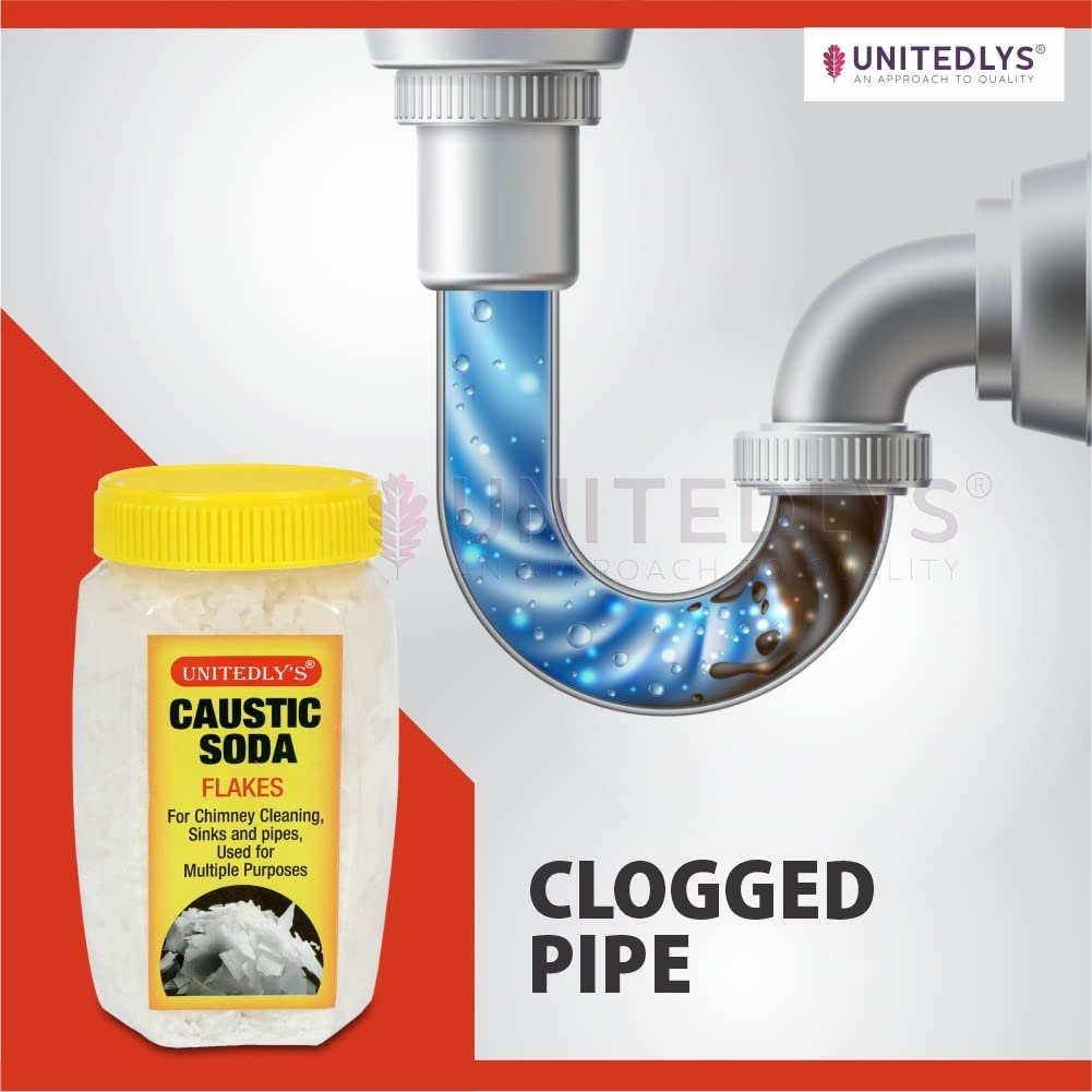 Mesliz Caustic Soda - Fast-Acting, Non-Toxic & Odorless Formula to Clear Blockages Instantly - Unblock Clogged Sinks & Pipes with Chimney & Drain