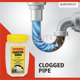 Mesliz Caustic Soda - Fast-Acting, Non-Toxic & Odorless Formula to Clear Blockages Instantly - Unblock Clogged Sinks & Pipes with Chimney & Drain