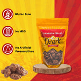 OZARK NUT ROASTERS: Cinnamon-Coated Pecans, Cinnamon Spice Flavored Snacks, World-Class Gourmet Candied Nuts, Resealable Pack (14 oz)