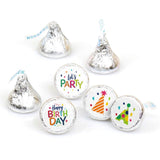 Big Dot of Happiness Cheerful Happy Birthday - Colorful Party Round Candy Sticker Favors - Labels Fit Chocolate Candy (1 Sheet of 108)