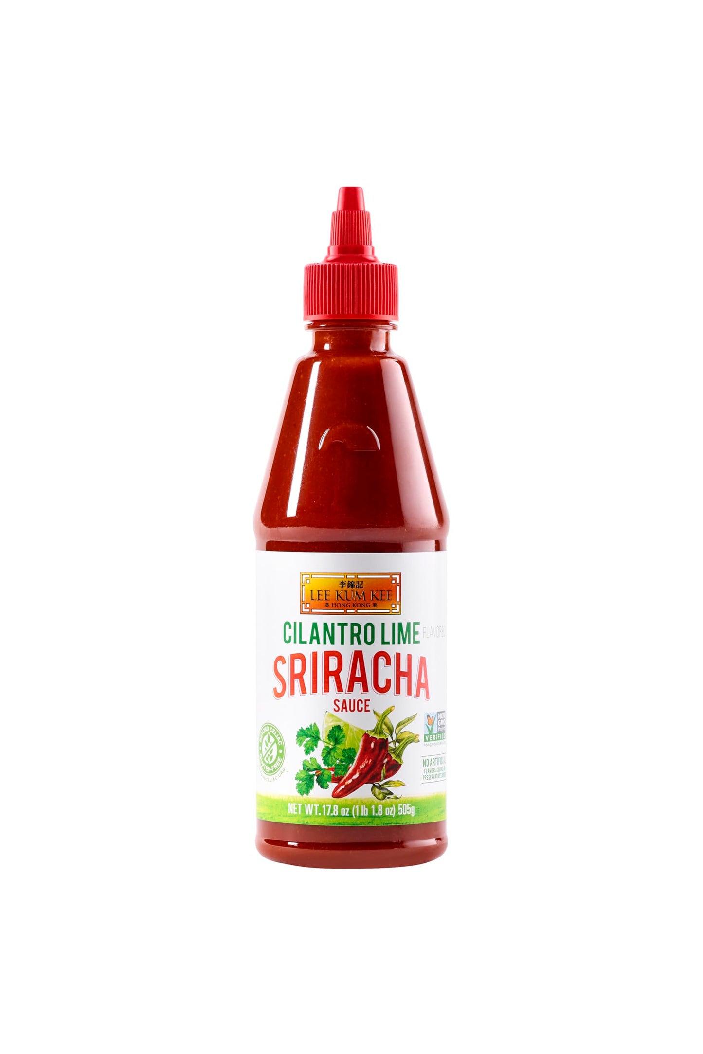 Lee Kum Kee Lime Cilantro Flavored Sriracha (17.8 oz - 1 Pack) Gluten Free | Spicy, Tangy & Refreshing Flavor | Perfect for Grilling, Stir-Frying