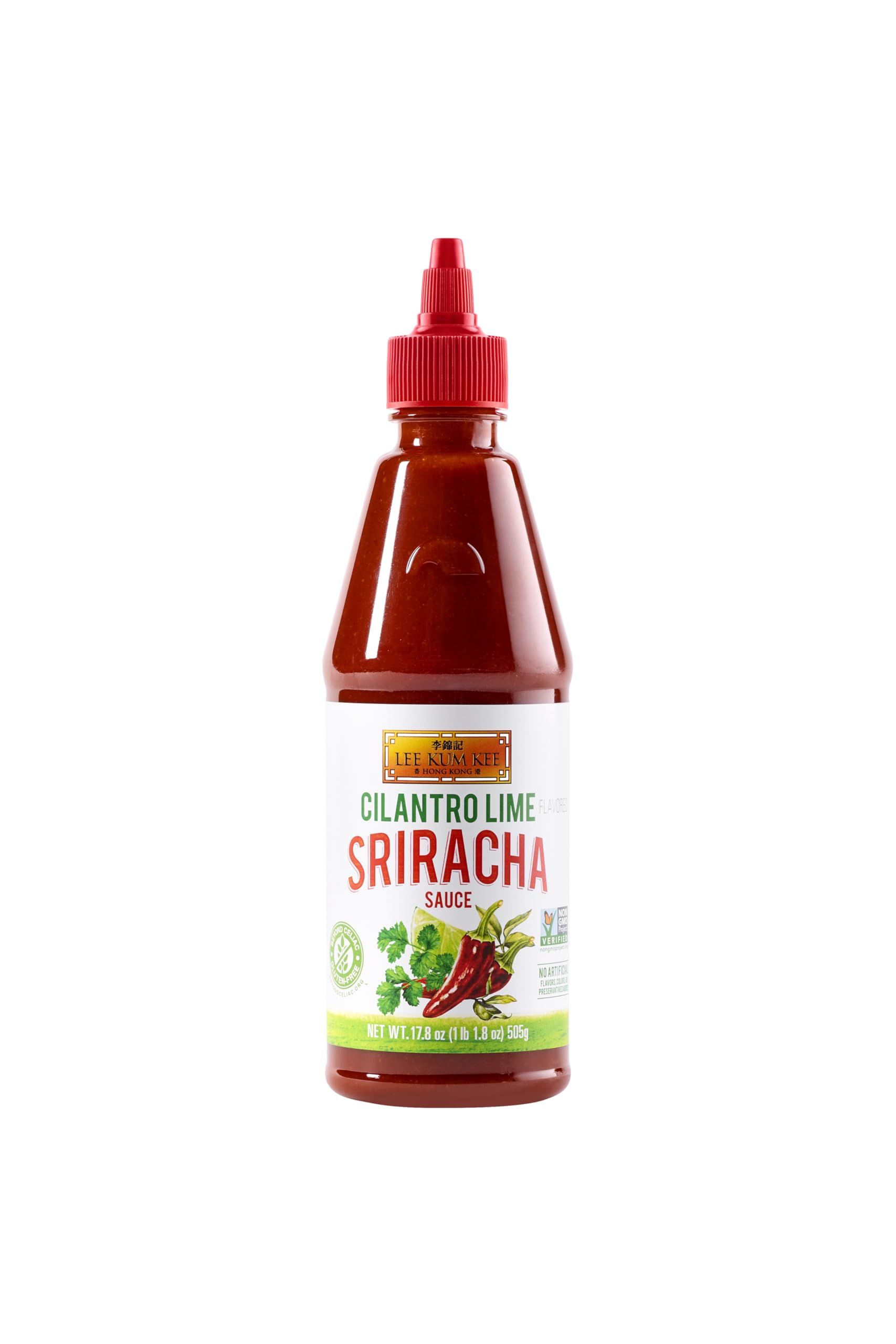 Lee Kum Kee Lime Cilantro Flavored Sriracha (17.8 oz - 1 Pack) Gluten Free | Spicy, Tangy & Refreshing Flavor | Perfect for Grilling, Stir-Frying