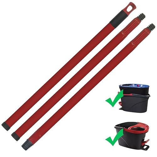 Spin Mop Handle Replacement Compatible with O-Cedar Spin Mop and Bucket, 3-Section 22" to 49" Mop Replace Handle, Mop Stick for Floor Cleaning (Bucket
