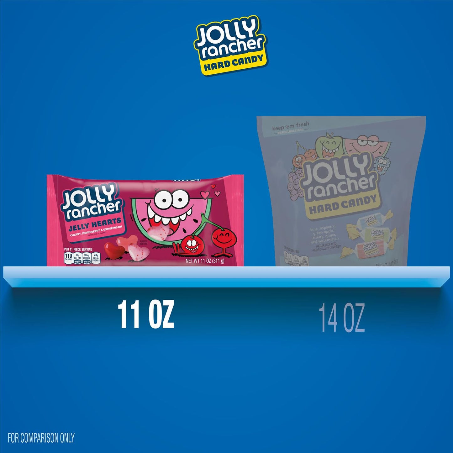 JOLLY RANCHER Assorted Fruit Flavored Jelly Hearts, Valentine's Candy Bag, 11 oz