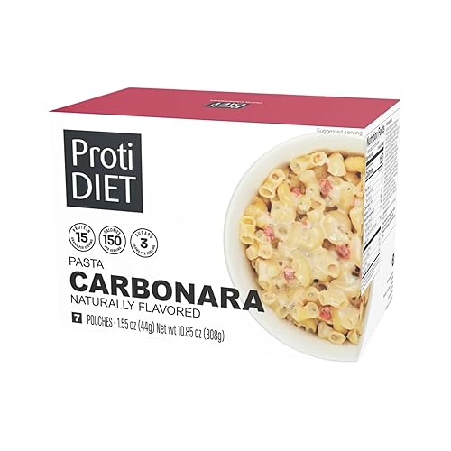 ProtiDIET High Protein Carbonara Pasta - 15g Protein, 7 Pouches - Balanced High Protein Meal Replacement for Everyday Wellness