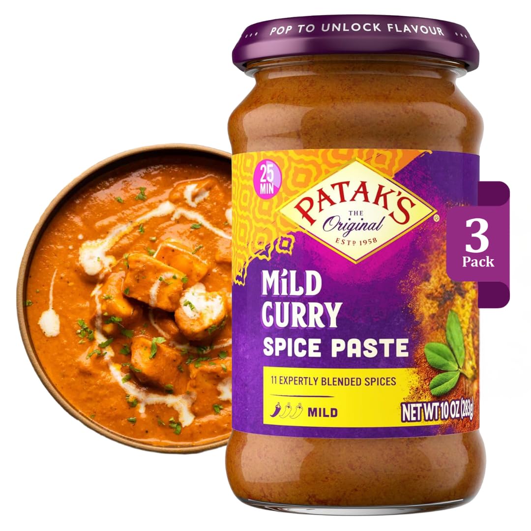 Patak’s Mild Curry Spice Paste - Mild Indian Cooking Paste with Freshly Ground Spices - Ideal for Chicken, Vegetables, and One-Pot Meals - Warm
