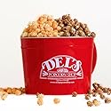 2 Gallon Popcorn Tin Gift - Half Cheese/Half Caramel Gourmet Popcorn Gift Tin - Del's Popcorn Shop