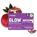 Chomp Gums GLOW Beauty Chewing Gum, Sugar-Free with Pomanox, Biotin, & Zinc, Gluten-Free, Aspartame & Sucralose Free, Pomegranate Flavor (1 Pack)