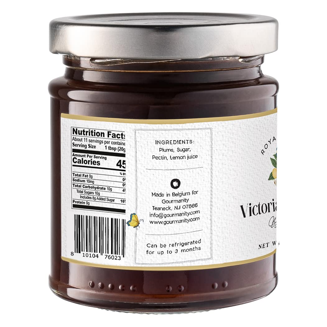 Gourmanity Victoria Plum Jam, Sweet and Flavorful, Delicious Plum Preserves, Great on Toast and Scones, High Fruit Content, Non GMO, Made in Belgium