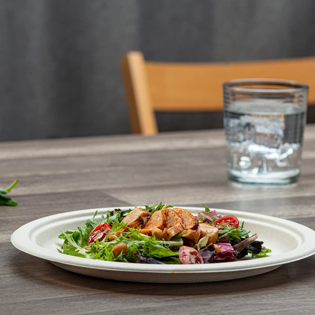 GUSTO [10 Inch -125 Count Heavy-Duty Kraft Paper Plates, 100% Compostable, Biodegradable, Disposable Sugarcane - Brown Unbleached
