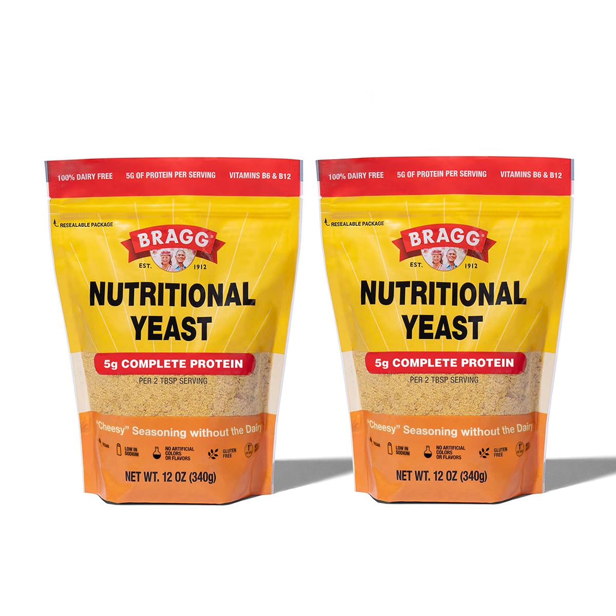 Bragg Premium Nutritional Yeast Seasoning - Vegan, Gluten Free - Good Source of Protein & Vitamins - Nutritious Savory Parmesan Cheese Substitute (12