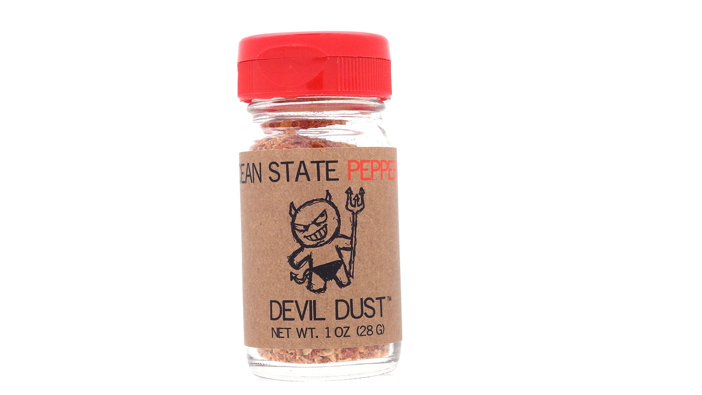 Spicy Hot Ghost Pepper Set - Devil Dust Extremely Hot Chili Pepper Seasoning with Carolina Reaper, Naga Morich and Ghost Pepper Maple Syrup