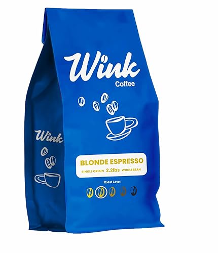 Wink Coffee Blonde Espresso Whole Bean Coffee, 2.2 lb Bag, Light Roast Coffee Beans, 100% Arabica, Single Origin, Gourmet, Small-Batch, Smooth