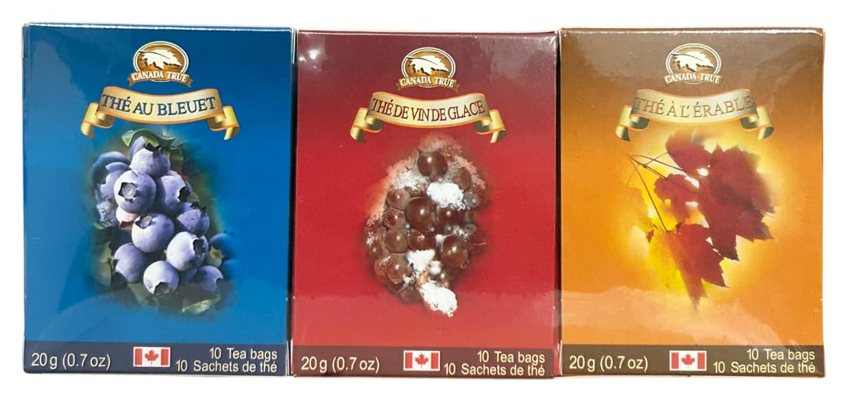 CANADA TRUE premium Ceylon 3 Bundle Tea(Maple,Blueberry,Icewine) 3x10 Tea Bags 60g (One Pack)