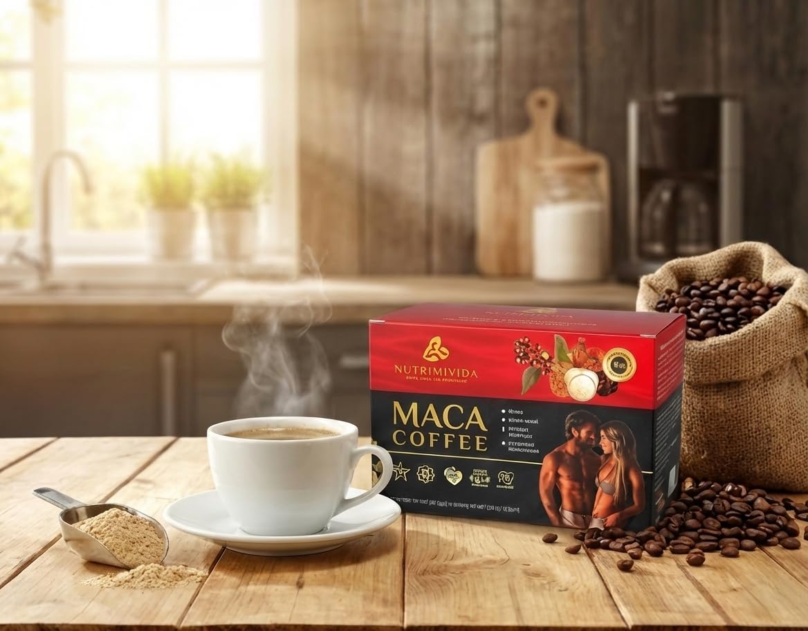 12 in 1 Instant Maca Coffee Blend | Arabica Coffee with Maca, Herbs & Mushrooms | Non-GMO, Vegan | 15 Sachets