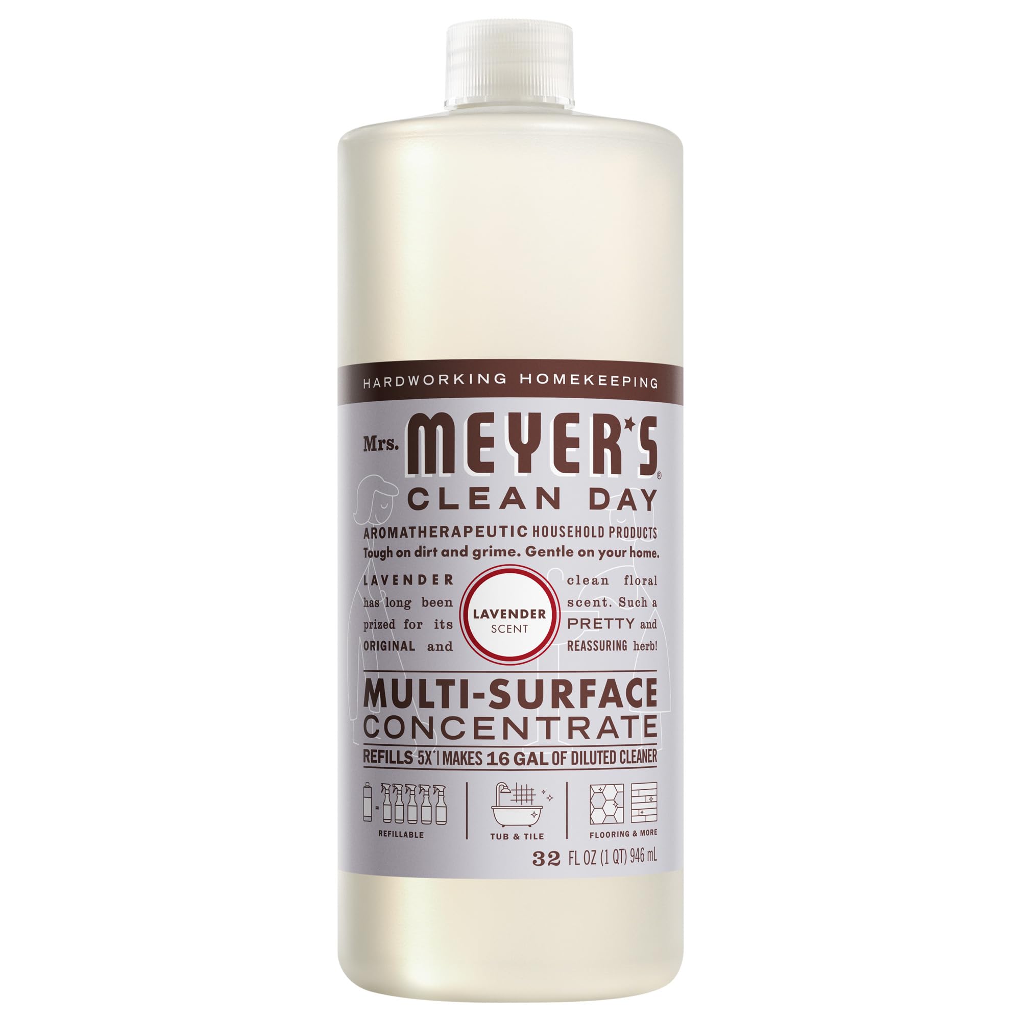 MRS. MEYER'S CLEAN DAY Multi-Surface Cleaner Concentrate, Use to Clean Floors, Tile, Counters, Lavender, 32 fl. oz