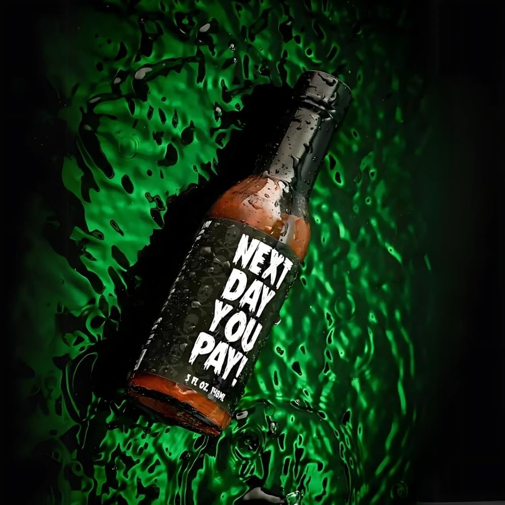 Hellfire Next Day You Pay! Hot Sauce, Made with Super Hot Peppers, Gourmet, Award-Winning Recipe, Vegan & Gluten Free, 5 oz