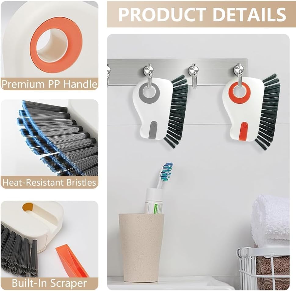 2-in-1 Groove Cleaning Brush with Hidden Scraper, Window Track Cleaner Brush, Crevice Cleaning Tool for Sliding Door Tracks, Window Sills, Narrow