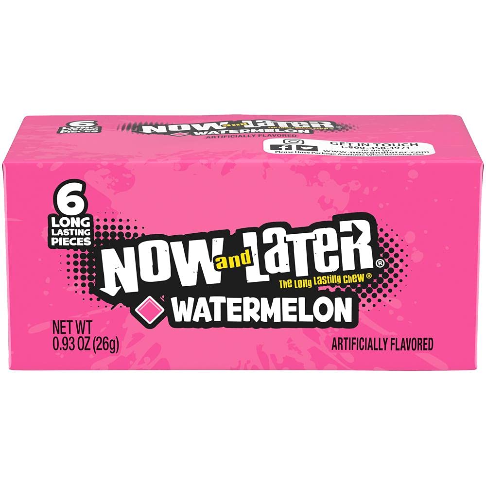 Now and Later Watermelon Candy 6 Pack - Case of 24