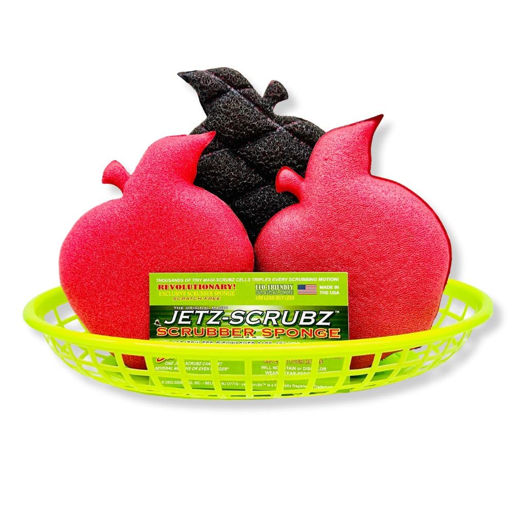 Jetz-Scrubz Apple Shaped Kitchen Scrubber Sponge, Pack of 3