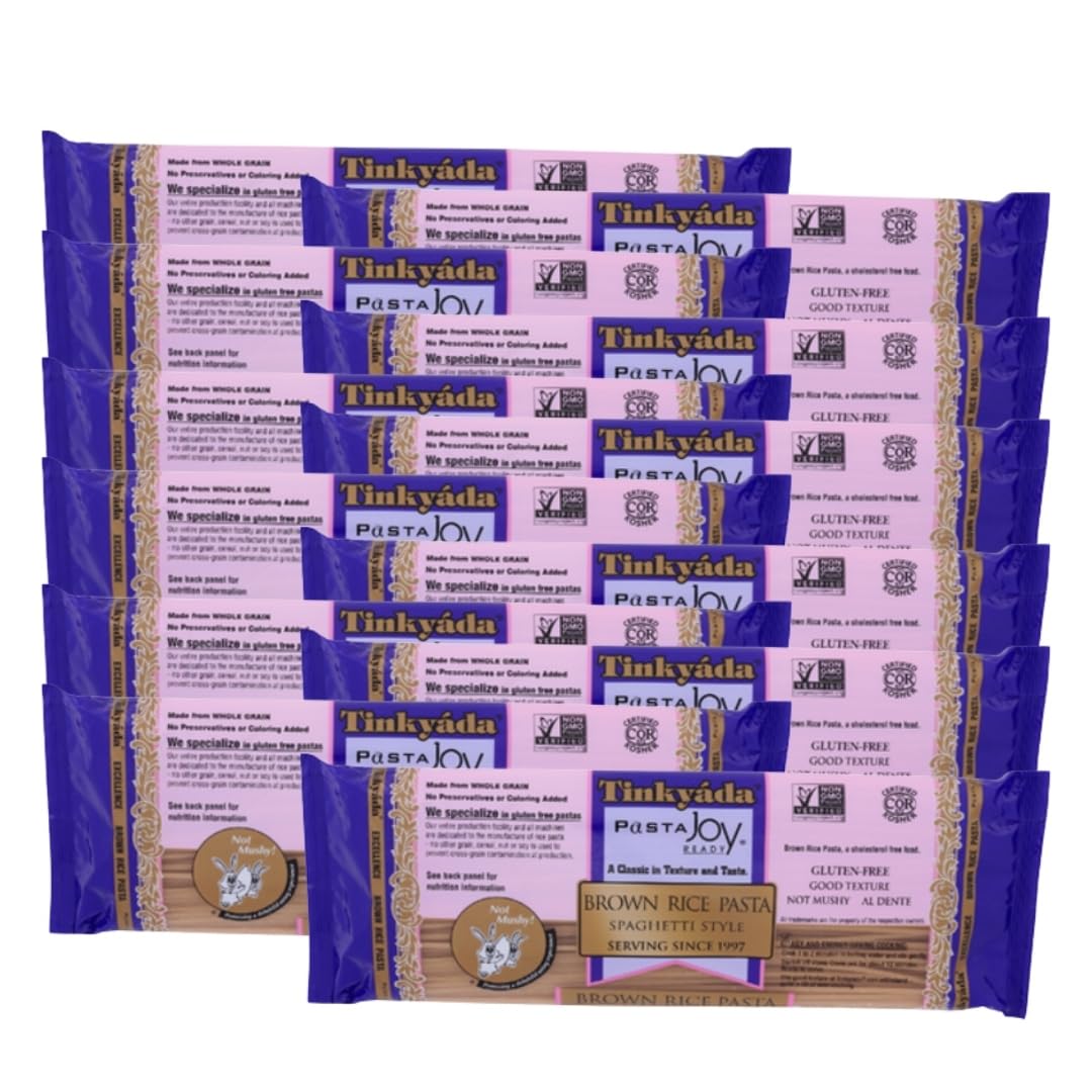 Pasta Brown Rice Spaghetti 16 oz - Pack of 12 - Noodles for Salad and Pantry Staples - Spaghetti Alternative to Egg and Penne