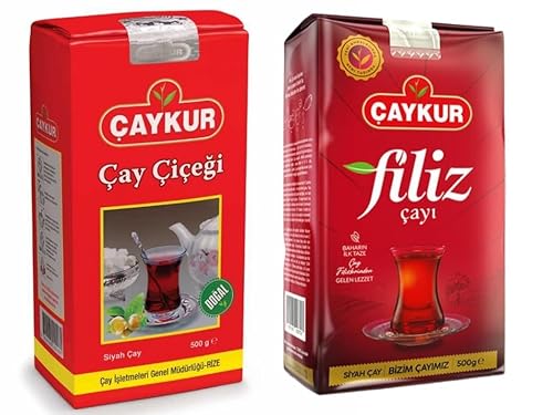 ÇAYKUR Black Tea Duo, Filiz & Caycicegi, Youngest Tea buds & Smooth Loose Leaf Blend, Perfect for Daily Enjoyment for Breakfast 500g / 17.6 Oz each