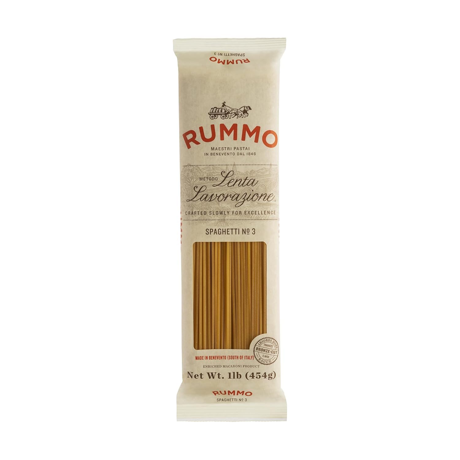 Rummo Spaghetti Pasta N.3 - Spaghetti Pasta Noodles, Durum Wheat Pasta, Thin Spaghetti Noodles, Italian Pasta, Dry Pasta - 16 Ounce (Pack of 18)