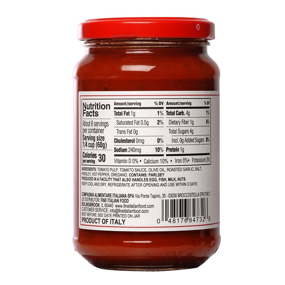 Mantova Italian Spicy Pizza Sauce, 12.5 oz (Pack of 2) - Gluten-Free, All-Natural Ingredients, Authentic Product of Italy, No Added Sugars, Perfect