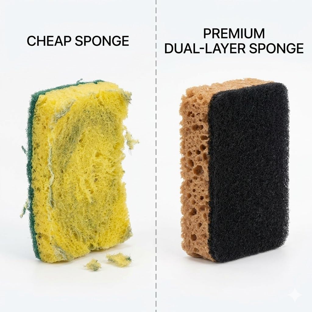 SOFTMED 10-Pack Heavy Duty Scrub Sponges, Dual-Sided Kitchen Cleaning Sponges for Dishwashing, Non-Scratch Scrubbers for Pots, Pans, and Household