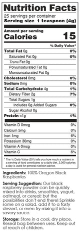 BerriHealth 100% Authentic Oregon Black Raspberry Powder - Made in The USA - 100 Grams - Gluten-Free, Vegan, Non-GMO