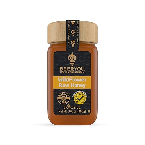 Bee and You Raw Wildflower Honey, 100% Natural, Wildcrafted, Polyflora and Unprocessed, Active Enzymes, Antioxidants, OU Kosher, Paleo, Gluten-Free