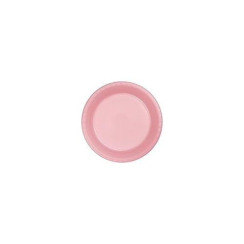 Creative Converting Touch of Color Plastic Lunch Plates Party Supplies, 7", Classic Pink, 20ct