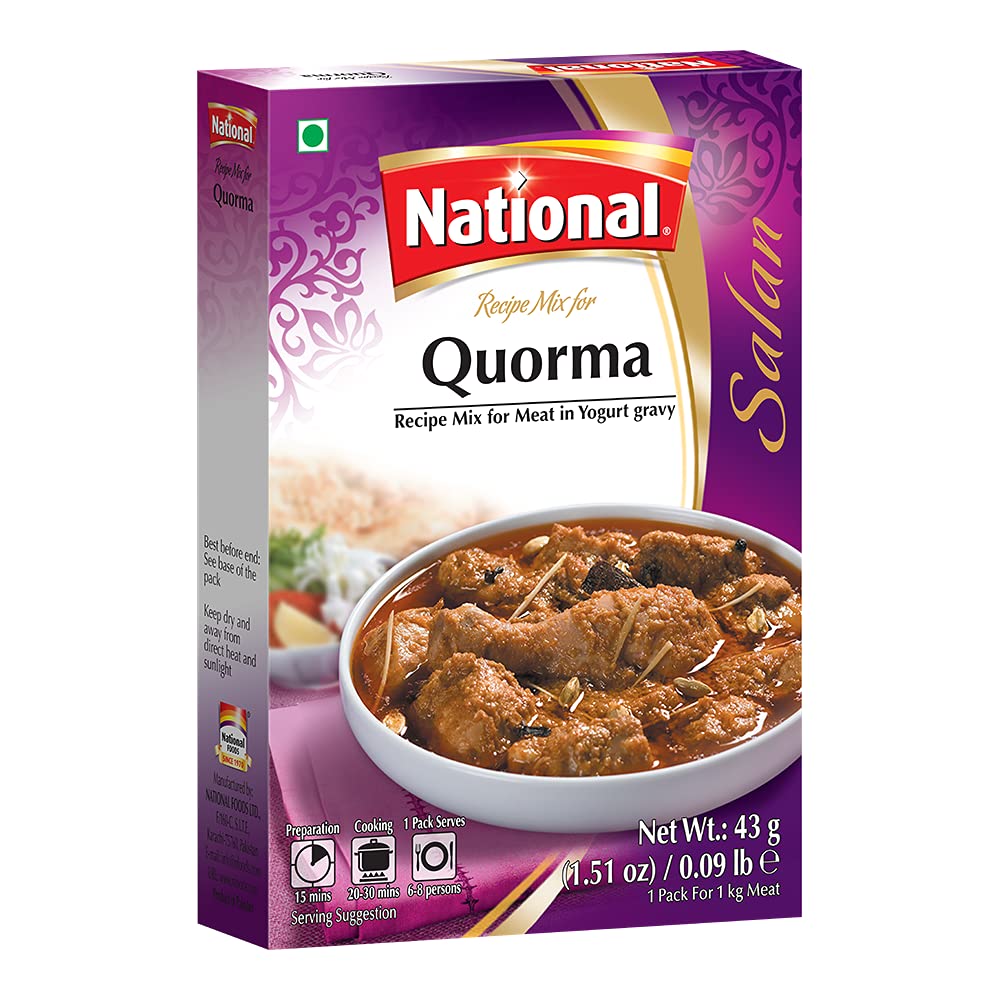 National Foods Qourma Recipe Mix 1.51 oz (43g) | South Asian Curry Masala Powder | Traditional Stew Seasoning | Box Pack