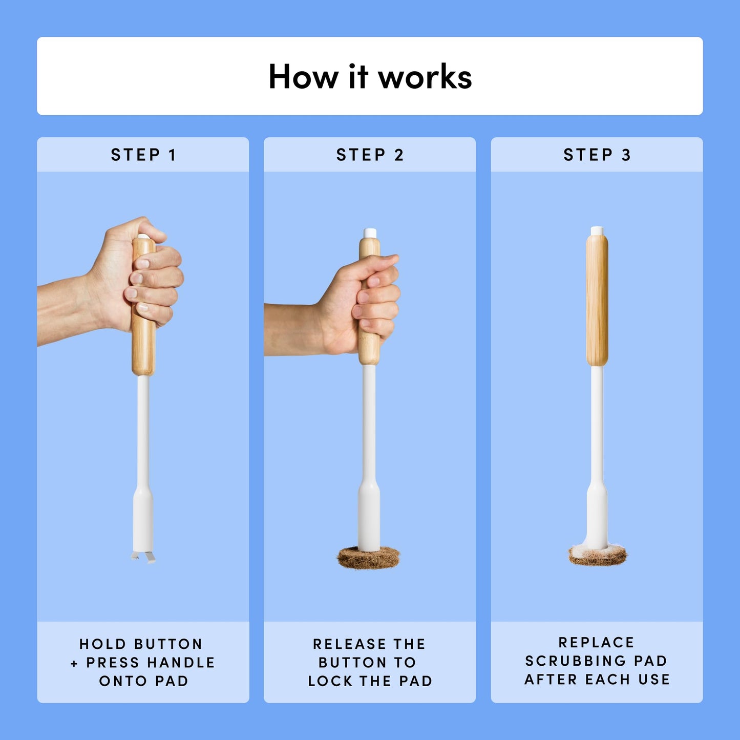 TUSHY Toilet Brush 2.0 Set: with Cleanser-Infused Pads and Holder (Disposable Planet Friendly Refills), Includes 8 Lemon and Tea Tree Coconut Husk