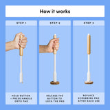 TUSHY Toilet Brush 2.0 Set: with Cleanser-Infused Pads and Holder (Disposable Planet Friendly Refills), Includes 8 Lemon and Tea Tree Coconut Husk