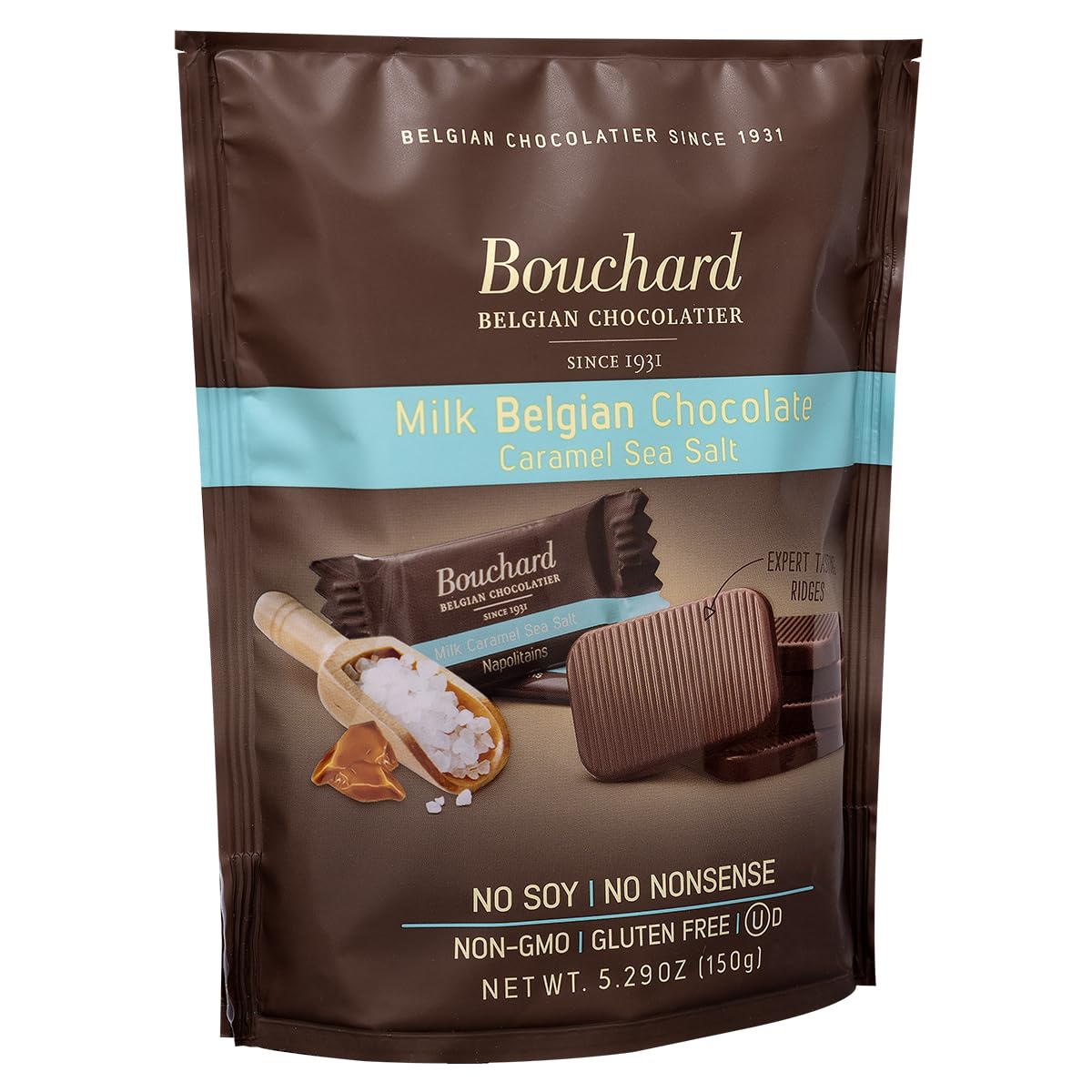 Bouchard Belgian Milk Chocolate with Caramel & Sea Salt (5.29 OZ / 150g) (Pack of 3)