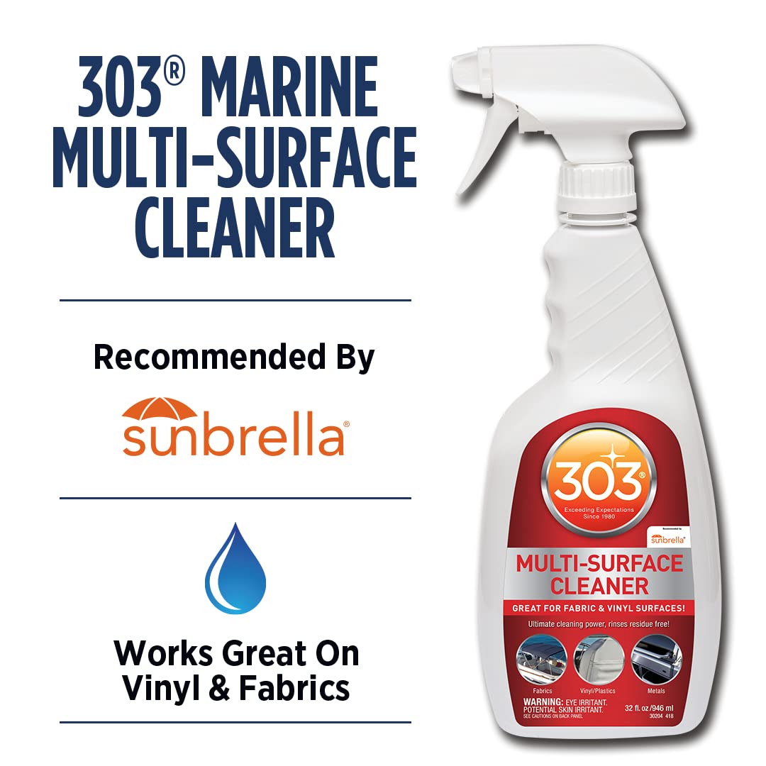 303 Products Marine Multi-Surface Cleaner, Boat Cleaner Spray for Vinyl, Canvas & Upholstery - Removes Dirt & Grime, Sunbrella Recommended, 32 oz