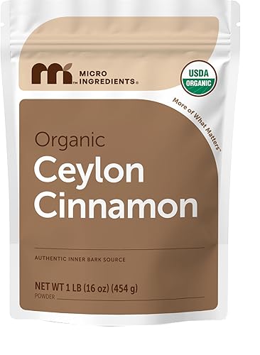 Micro Ingredients Organic Ceylon Cinnamon Powder, 1 lb | Sri Lanka Source | True Cinnamon for Spice & Seasoning | Great for Baking, Cooking, & Drinks