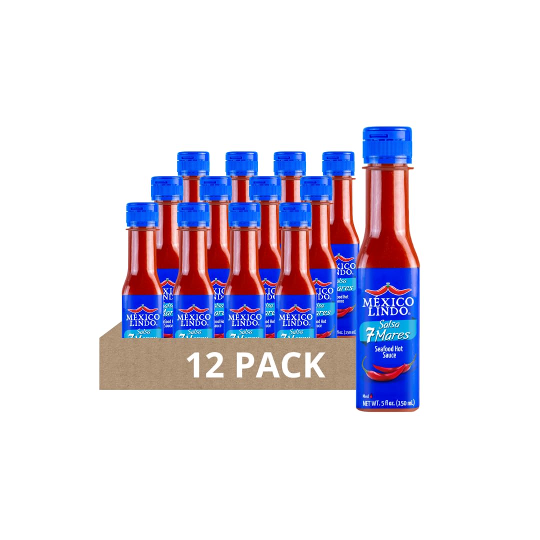 Mexico Lindo 7 Mares Hot Sauce, Hot Sauce for Seafood, 5 Fl Oz (Pack of 12)