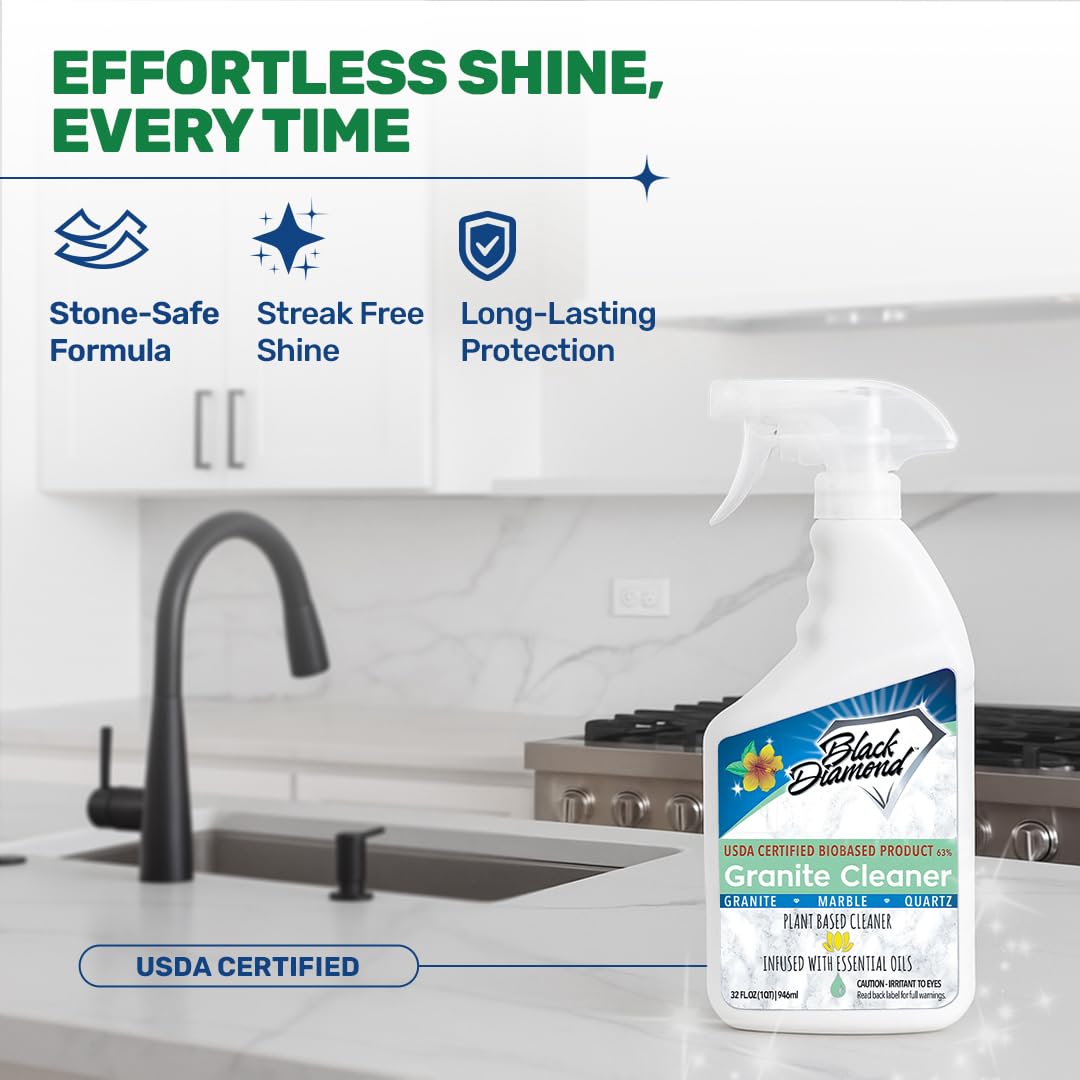 Black Diamond Stoneworks Granite Counter Cleaner: USDA Certified BIOBASED- Safe for Granite and other stone countertops. Safe for food contact formula
