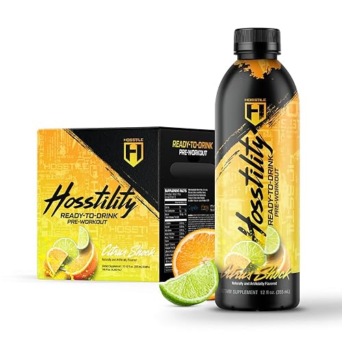 HOSSTILE Hosstility RTD Pre-Workout - Ready to Drink Pre Workout for Energy, Focus, Pump & Hydration, All-in-One Formula for Performance, Citrus