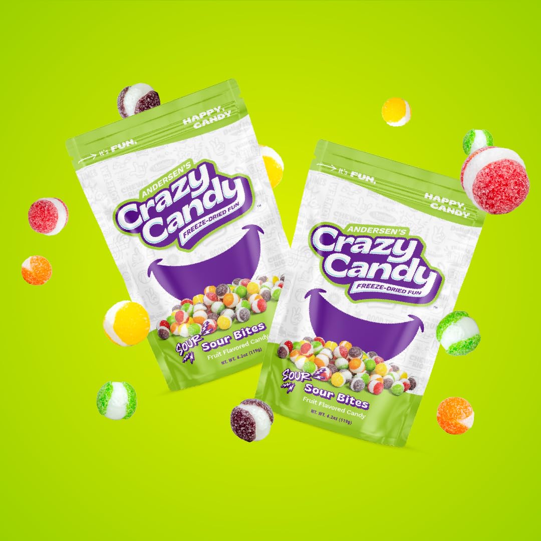 Freeze Dried Sour Candy - Crazy Candy Sour Bites; Intense Tangy, Crunchy and Amplified Tart Flavor, 4.2oz Bag