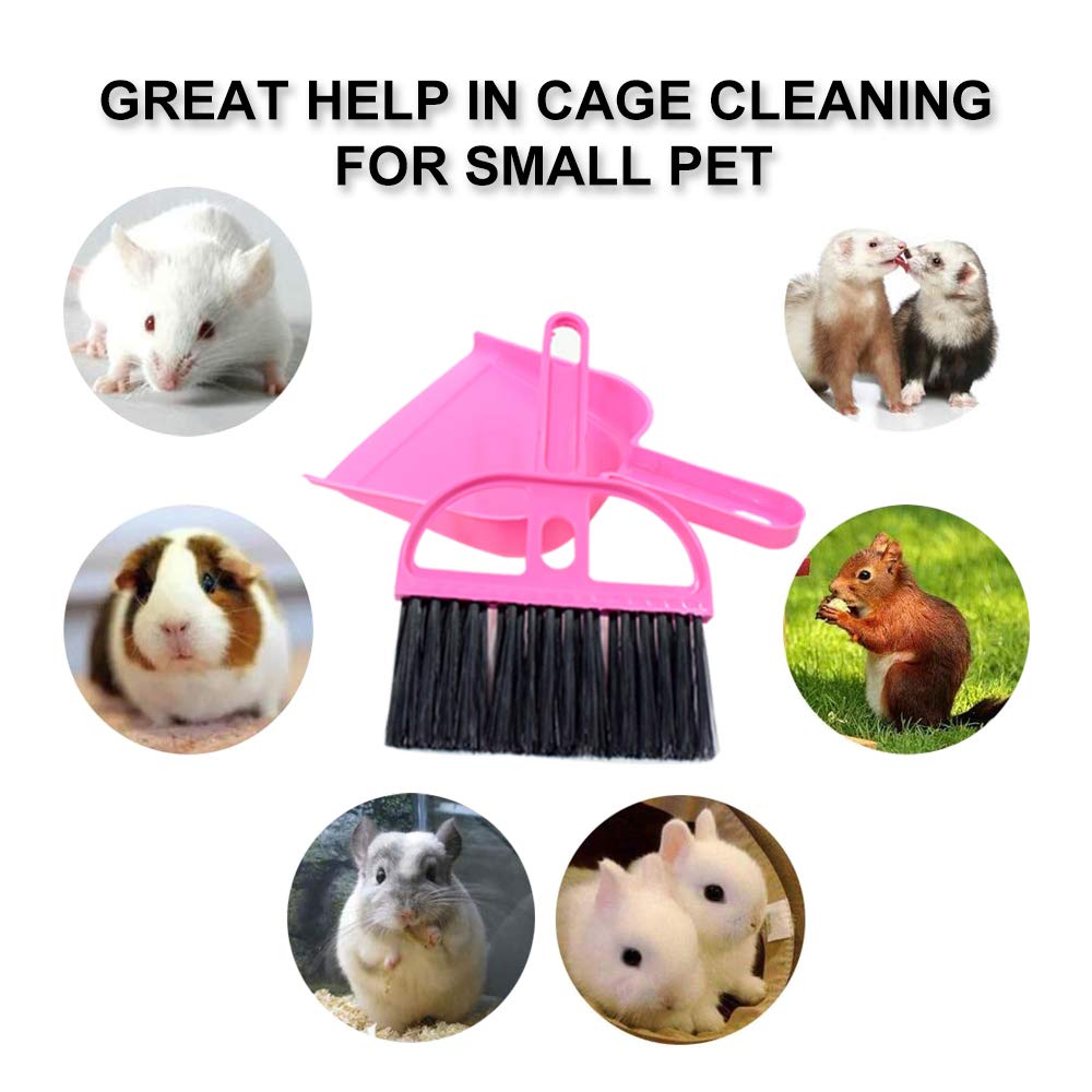 WishLotus Mini Dustpan and Brush Set, Portable Exquisite Pet Waste Cleaning Kit, Hamster Sand Scooper Cage Cleaning Tool for Small Pets Guinea Pigs